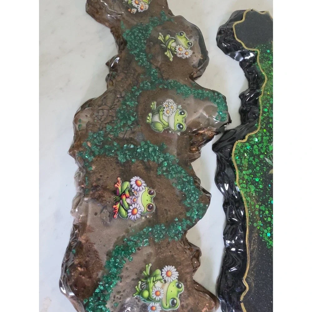 Handmade Resin Wavy Tray Gift Decoration Jewelry Salt And Pepper Holder. 1018